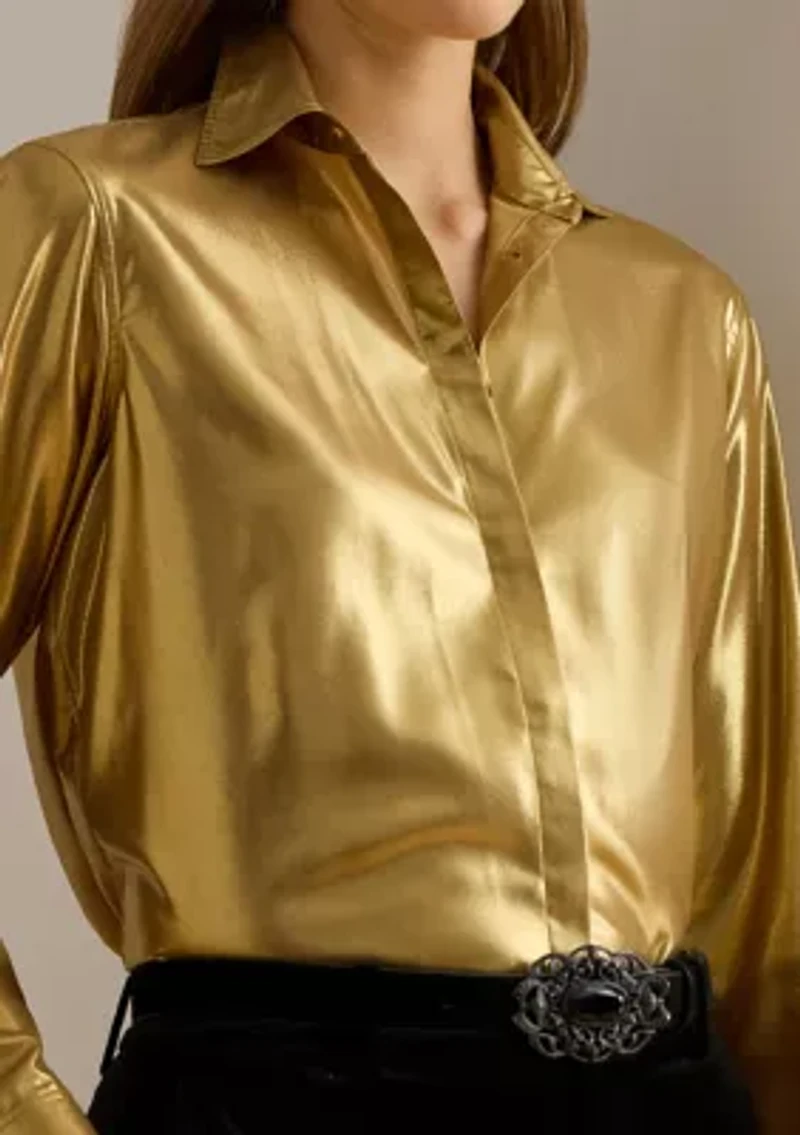 Women's Classic Fit Metallic Chiffon Shirt