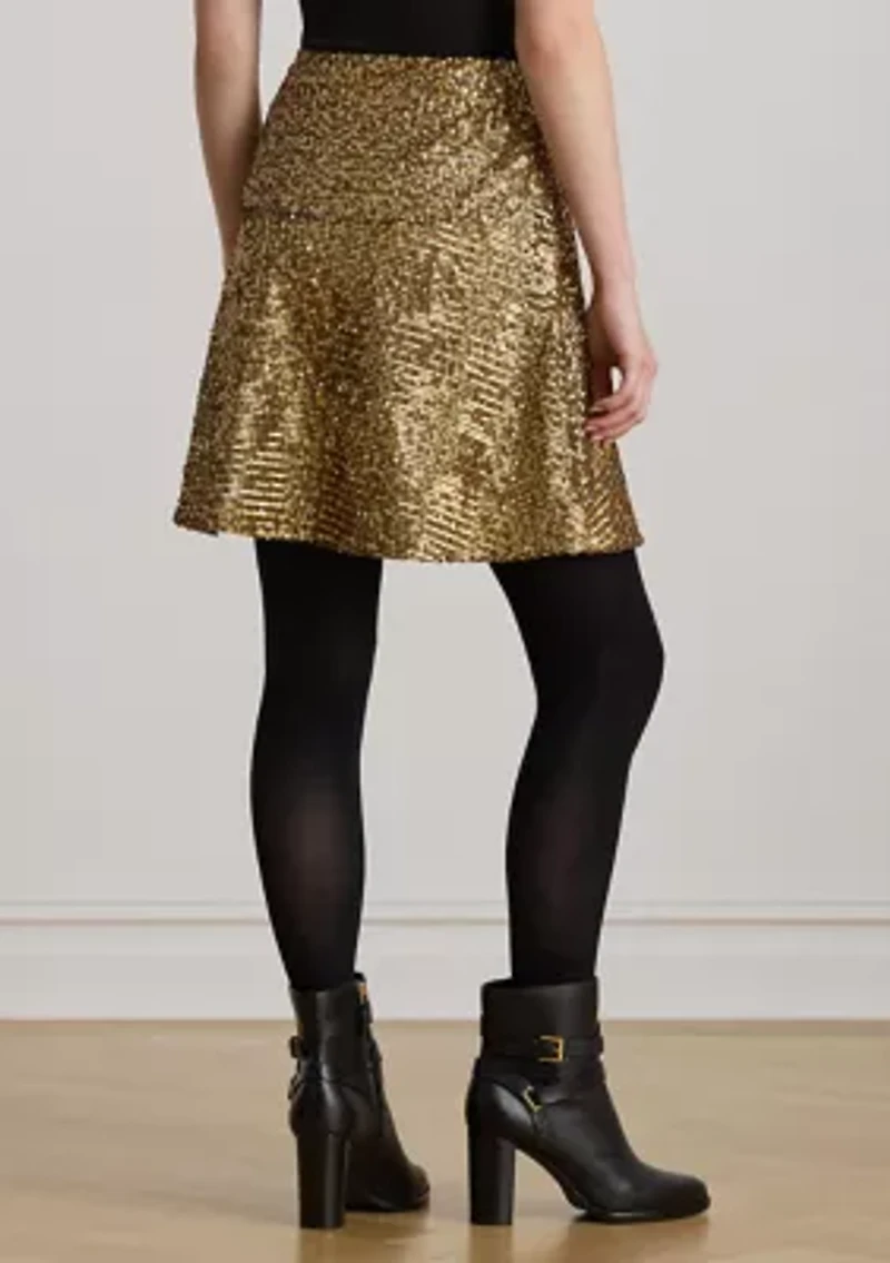 Women's Sequined Mesh A-line Miniskirt
