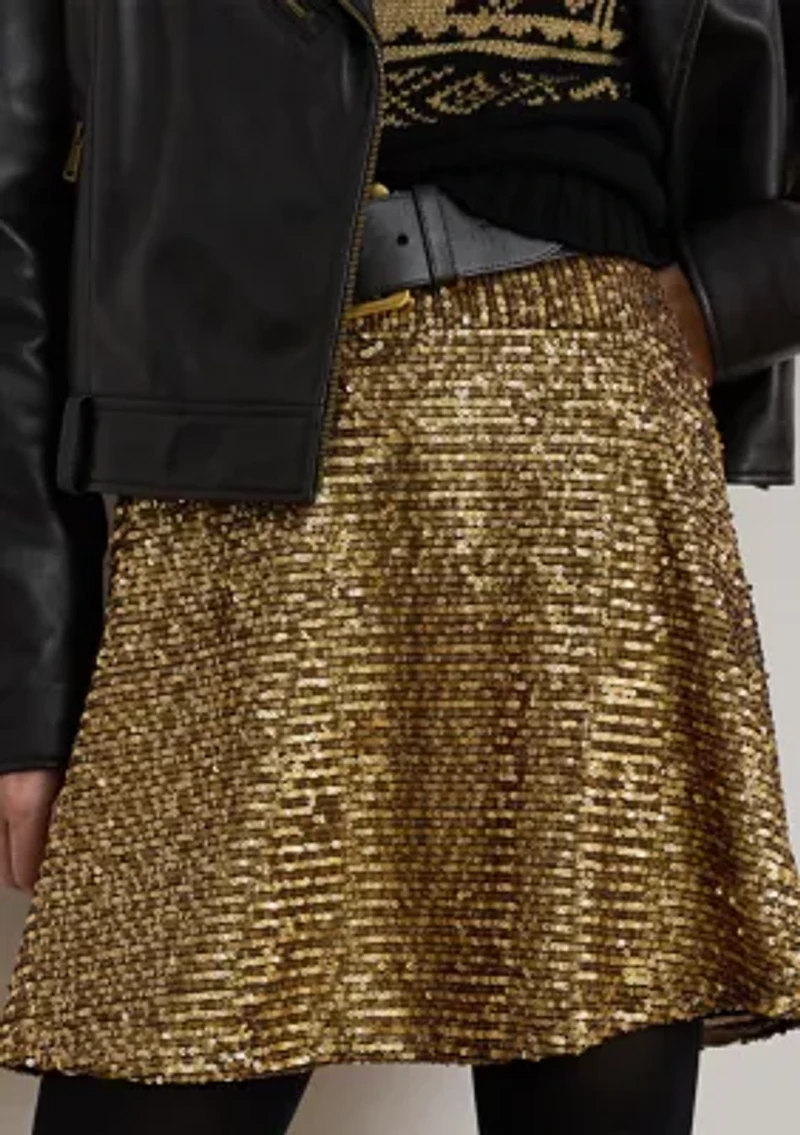 Women's Sequined Mesh A-line Miniskirt