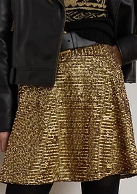 Women's Sequined Mesh A-line Miniskirt