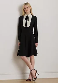 Women's Two-Tone Georgette Tie-Neck Dress