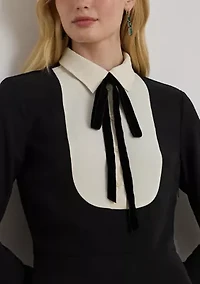 Women's Two-Tone Georgette Tie-Neck Dress