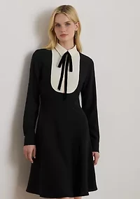 Women's Two-Tone Georgette Tie-Neck Dress