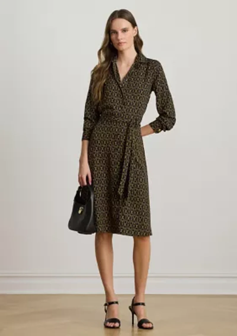 Women's Chain-Print Crepe Shirtdress
