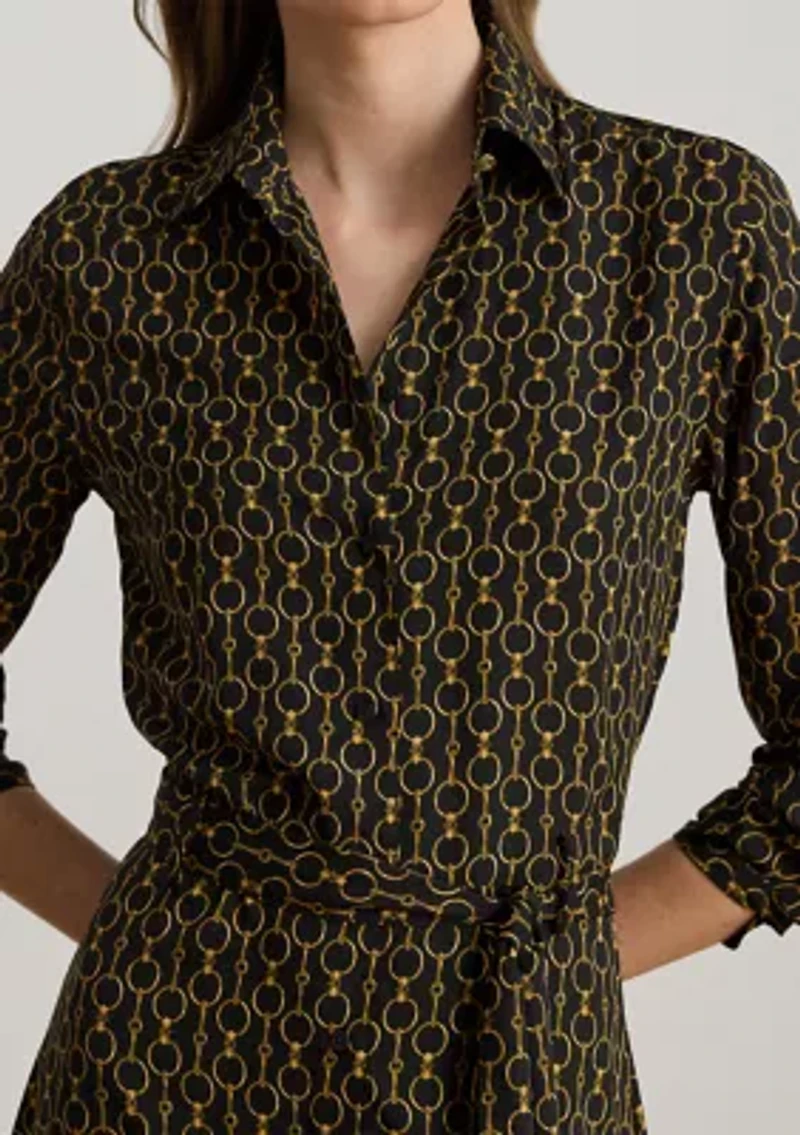 Women's Chain-Print Crepe Shirtdress