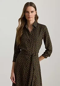 Women's Chain-Print Crepe Shirtdress
