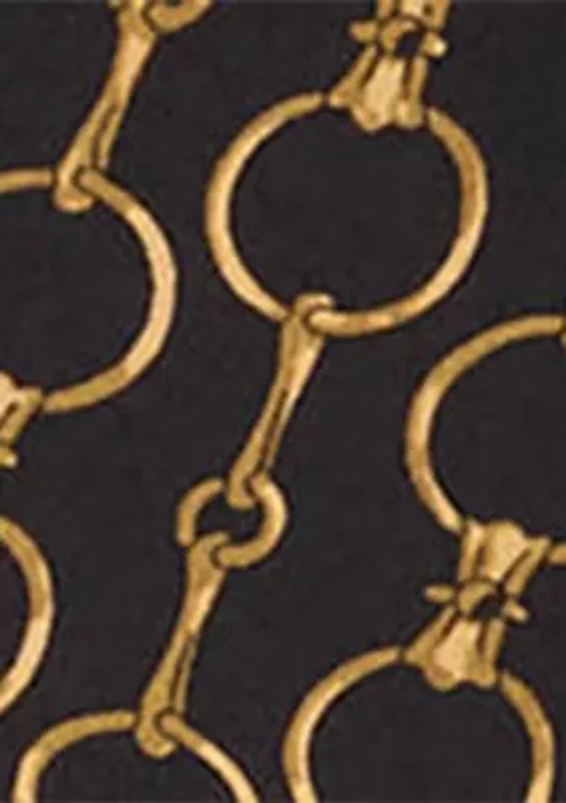 Chain-Print Crepe Tie-Neck Blouse