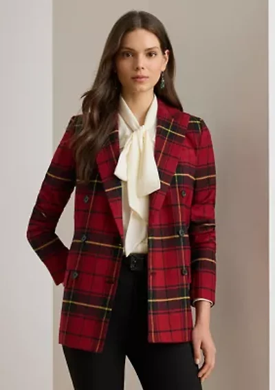 Plaid Double-Breasted Wool-Blend Blazer