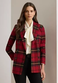 Plaid Double-Breasted Wool-Blend Blazer