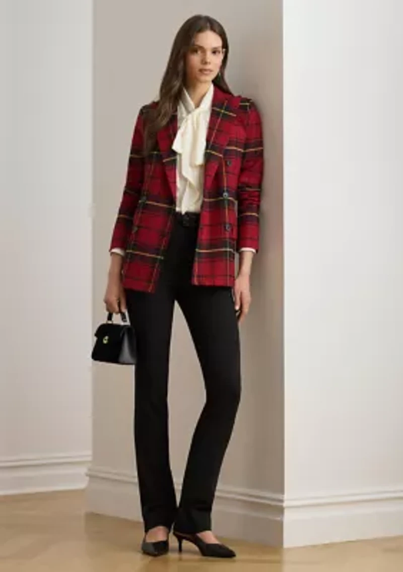 Plaid Double-Breasted Wool-Blend Blazer