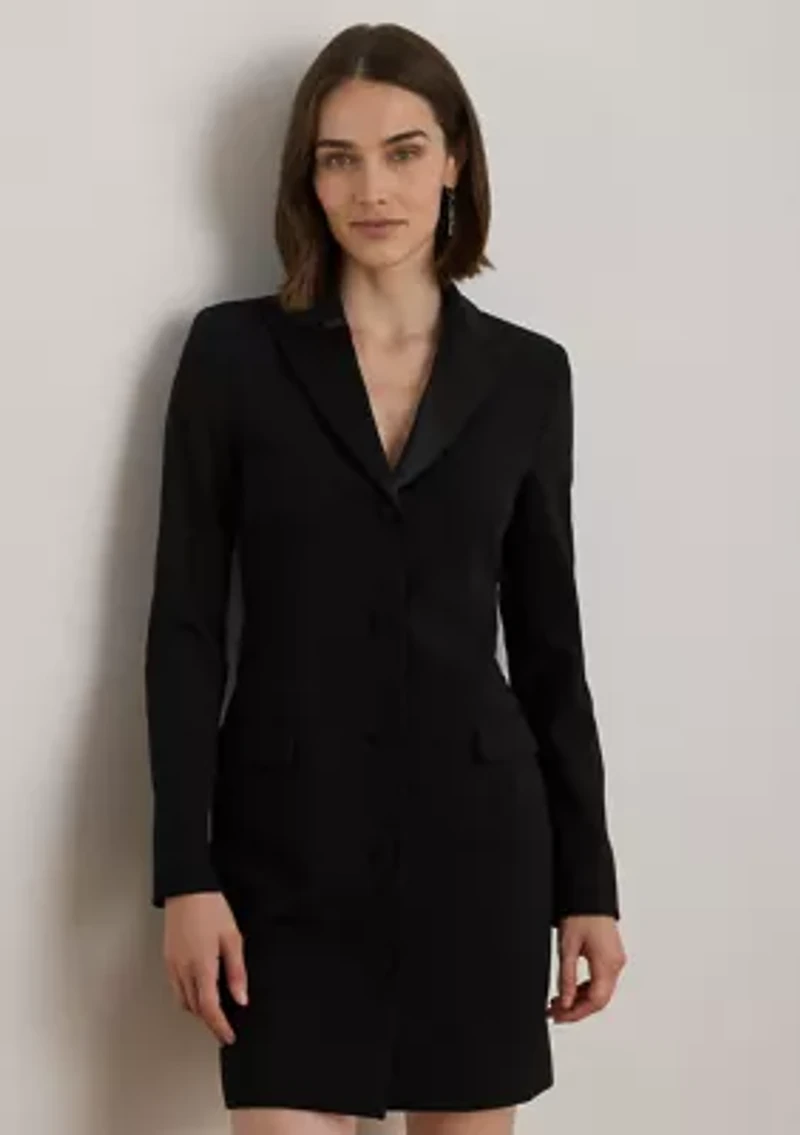 Women's Satin-Trim Double-Faced Crepe Dress