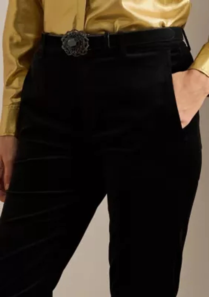 Women's Stretch Velvet Cropped Pants