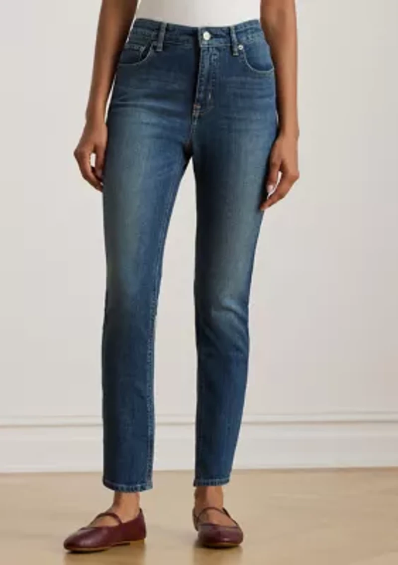 High-Rise Straight Ankle Jeans