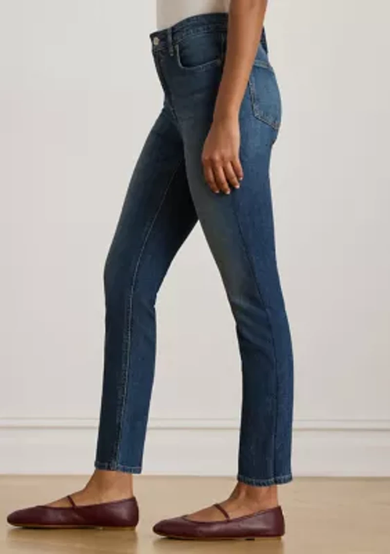 High-Rise Straight Ankle Jeans