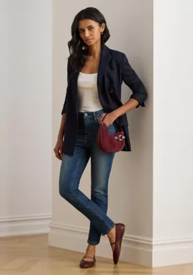 High-Rise Straight Ankle Jeans