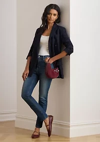 High-Rise Straight Ankle Jeans