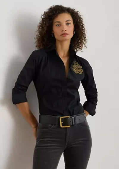 Women's Classic Fit Logo Cotton-Blend Shirt