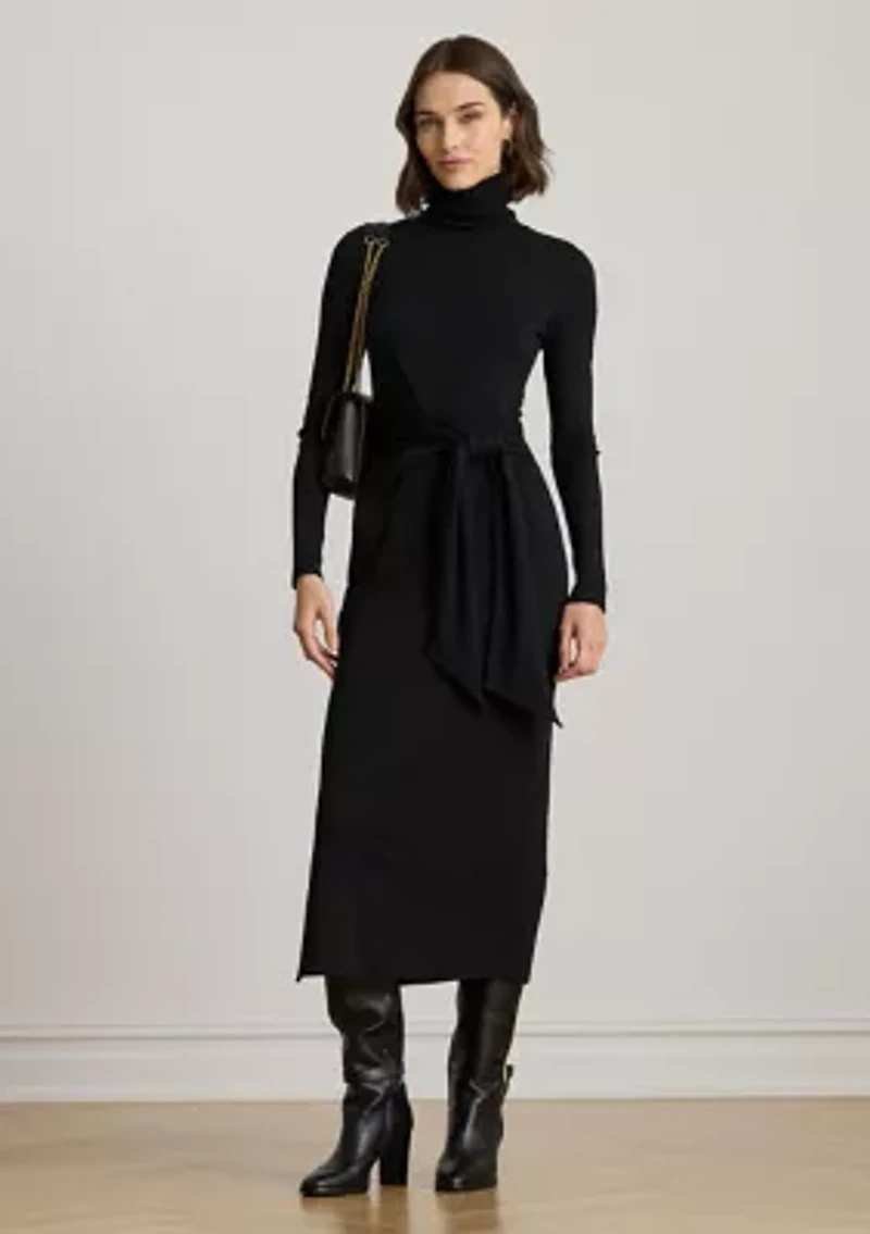 Women's Tie-Front Turtleneck Dress