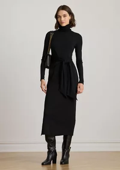 Women's Tie-Front Turtleneck Dress