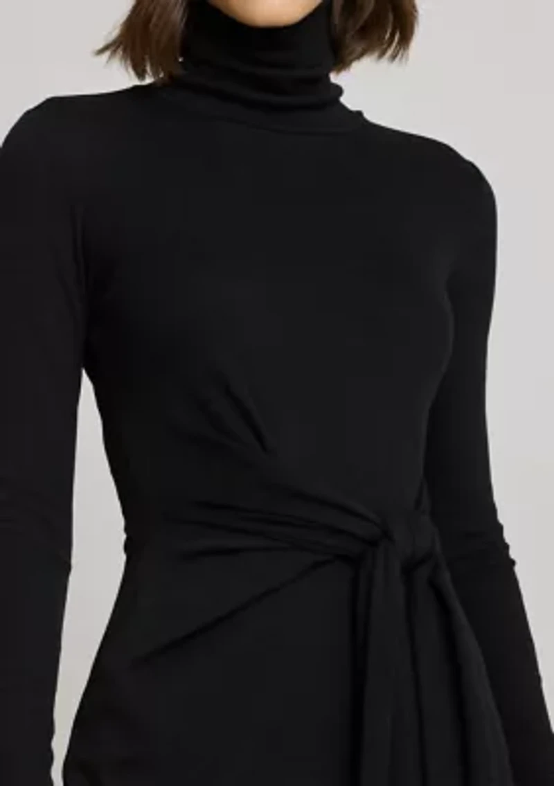 Women's Tie-Front Turtleneck Dress