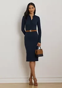 Women's Rib-Knit Cotton-Blend Polo Dress