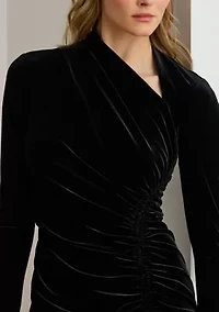 Button-Trim Rib-Knit Mock neck Dress