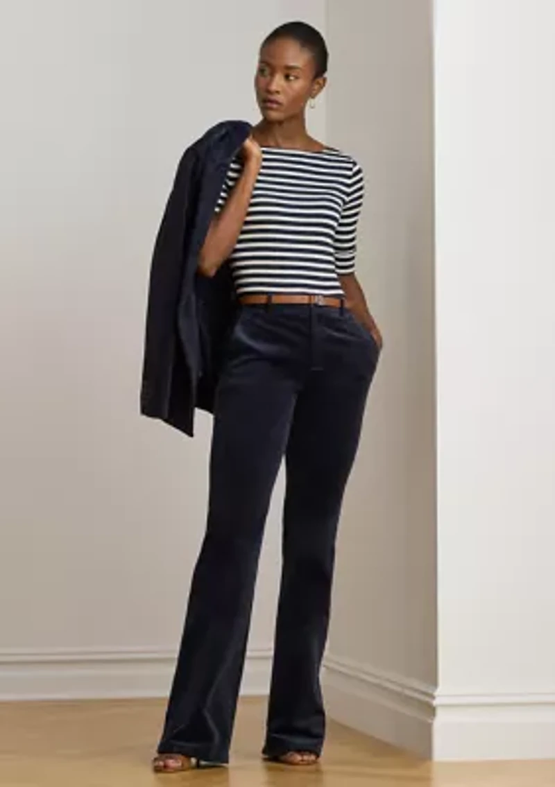 Striped Stretch Cotton Boatneck Tee