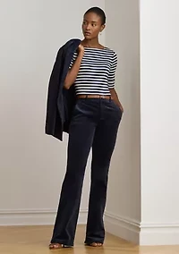 Striped Stretch Cotton Boatneck Tee