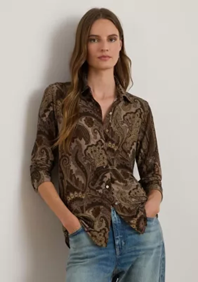 Women's Slim Fit Paisley Jersey Shirt