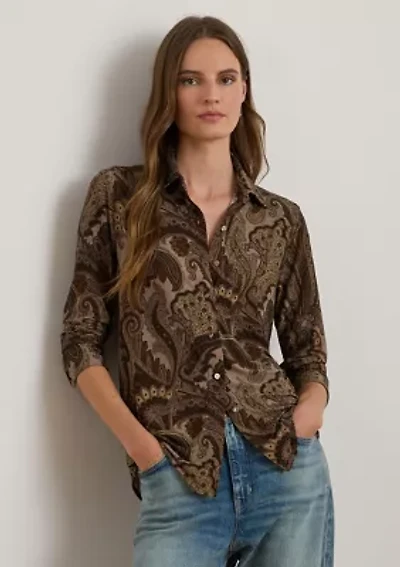 Women's Slim Fit Paisley Jersey Shirt