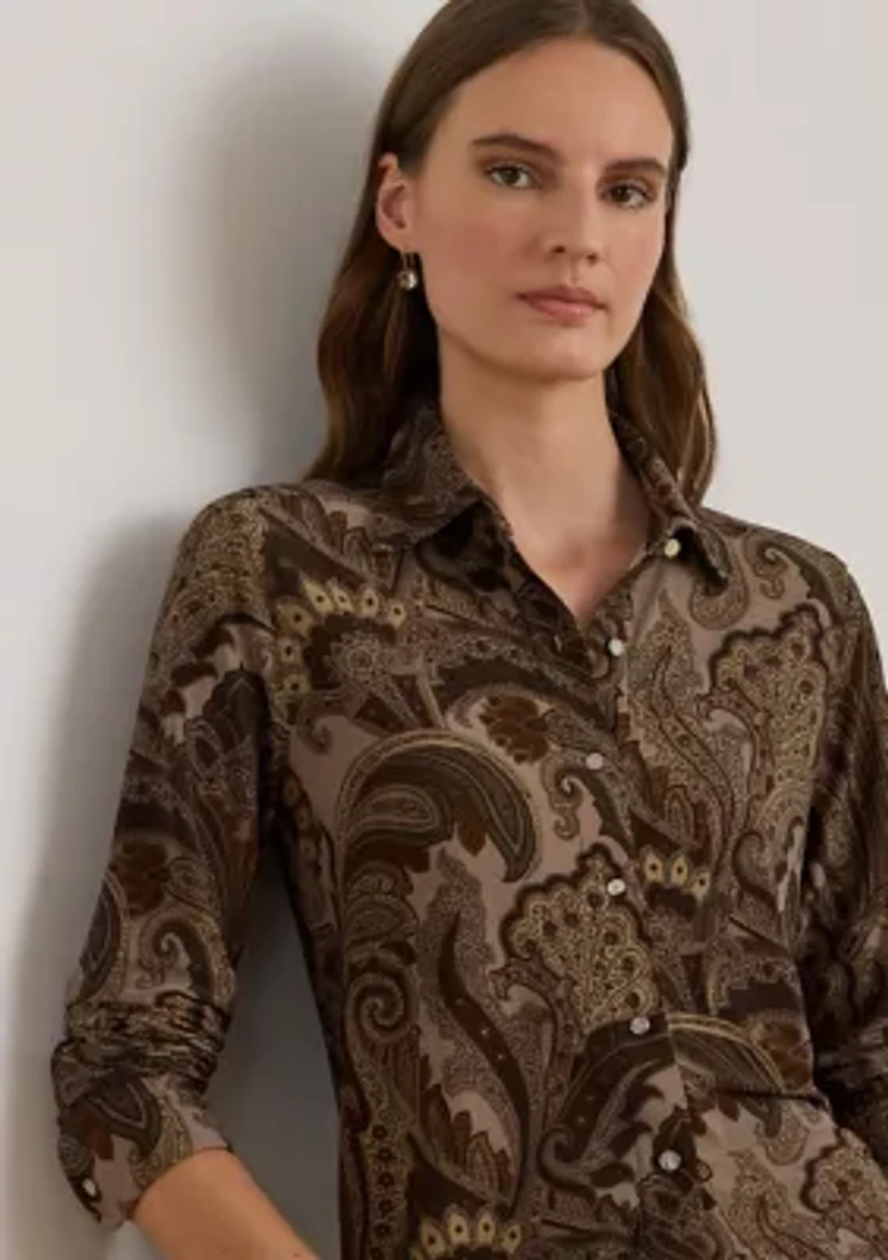 Women's Slim Fit Paisley Jersey Shirt