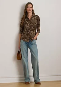 Women's Slim Fit Paisley Jersey Shirt