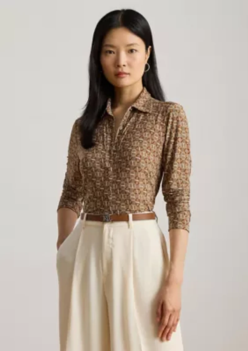 Women's Slim Fit Geo-Print Jersey Shirt