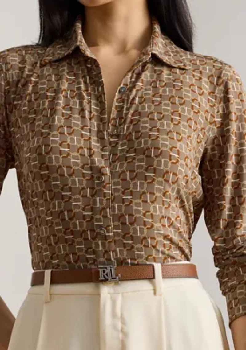 Women's Slim Fit Geo-Print Jersey Shirt