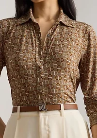 Women's Slim Fit Geo-Print Jersey Shirt