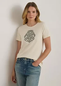 Women's Beaded-Crest Cotton Jersey T-Shirt