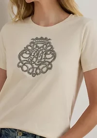 Women's Beaded-Crest Cotton Jersey T-Shirt