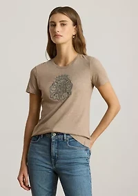 Women's Beaded-Crest Cotton Jersey Tee