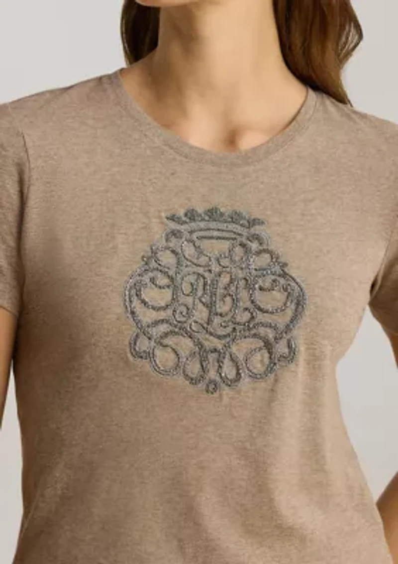 Women's Beaded-Crest Cotton Jersey Tee
