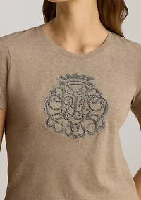 Women's Beaded-Crest Cotton Jersey Tee
