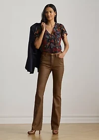 Floral Ruffle-Trim Georgette Blouse