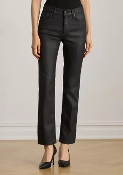 Coated High-Rise Straight Ankle Jeans