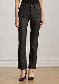 Coated High-Rise Straight Ankle Jeans