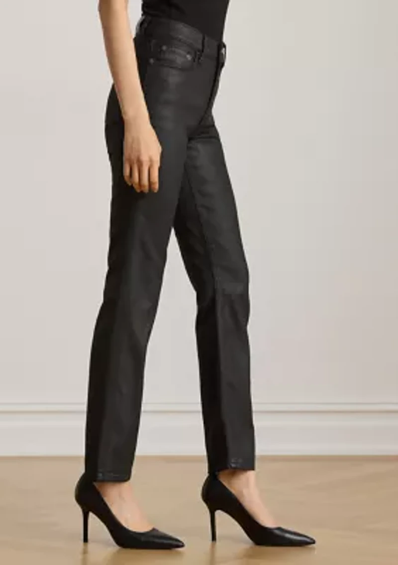 Coated High-Rise Straight Ankle Jeans