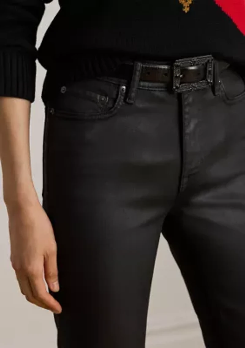 Coated High-Rise Straight Ankle Jeans