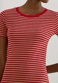 Striped Cotton-Blend Ribbed Shirt Dress