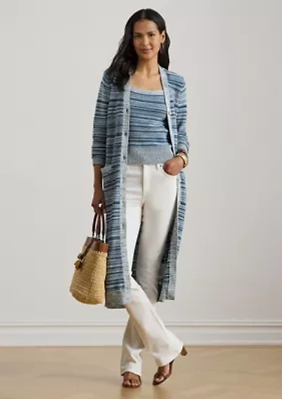 Women's Striped Linen-Cotton Cardigan