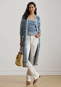 Women's Striped Linen-Cotton Cardigan