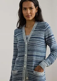 Women's Striped Linen-Cotton Cardigan