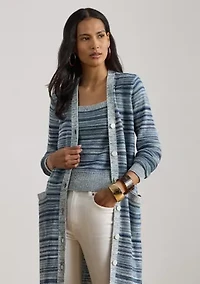 Women's Striped Linen-Cotton Cardigan